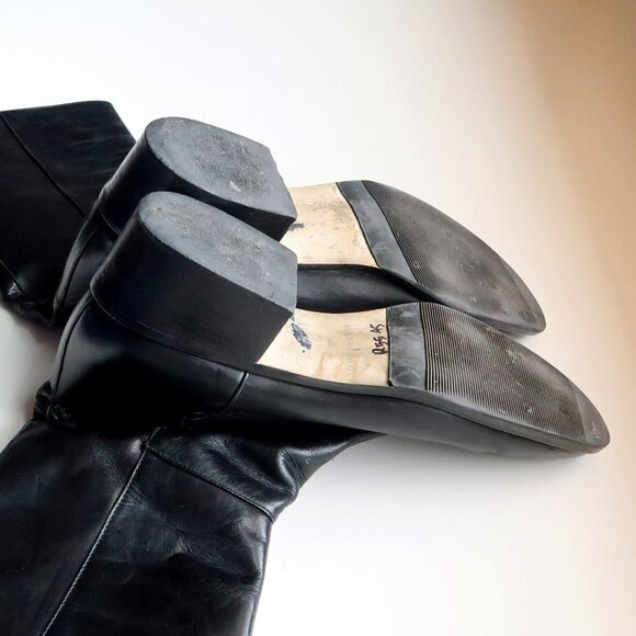 Bandolino Calabash Black Leather Half Calf Block Heel Boots Size 10 - Picture 12 of 15